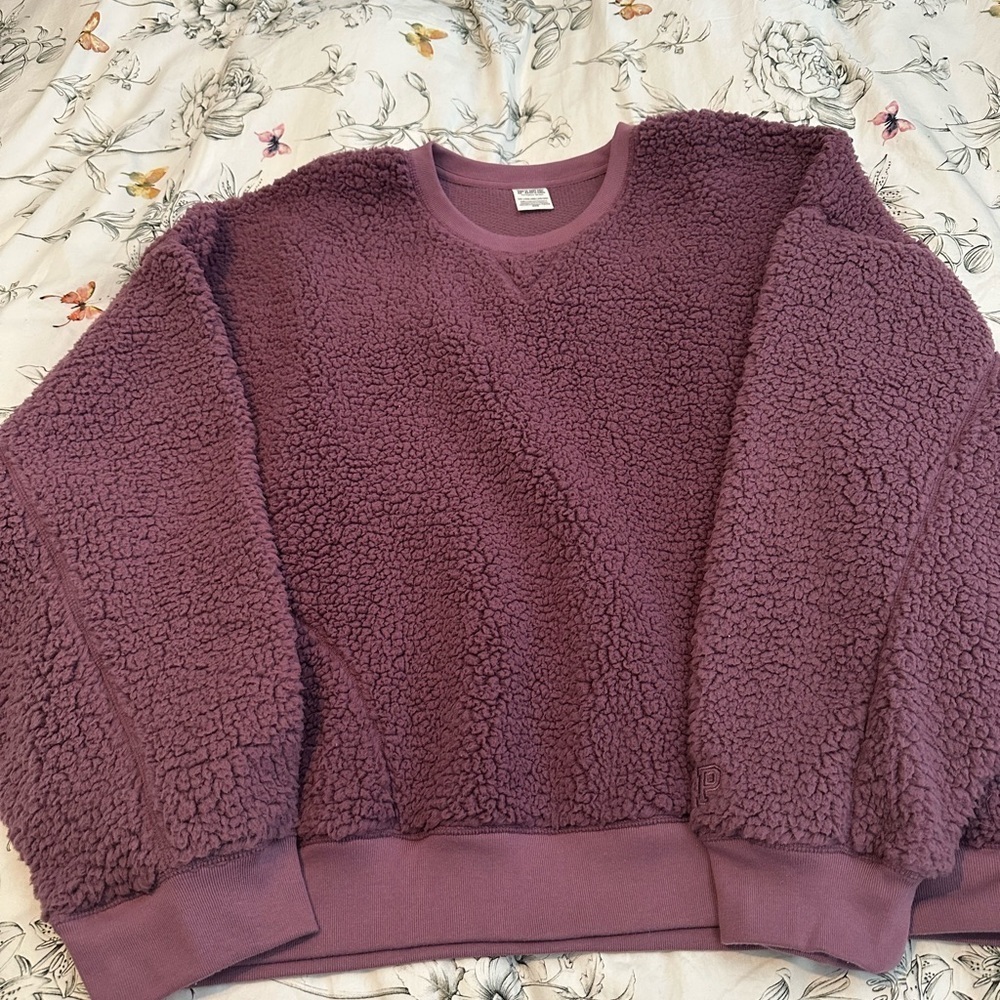 PINK Victoria’s Secret- Cozy Purple Sherpa Sweatshirt
